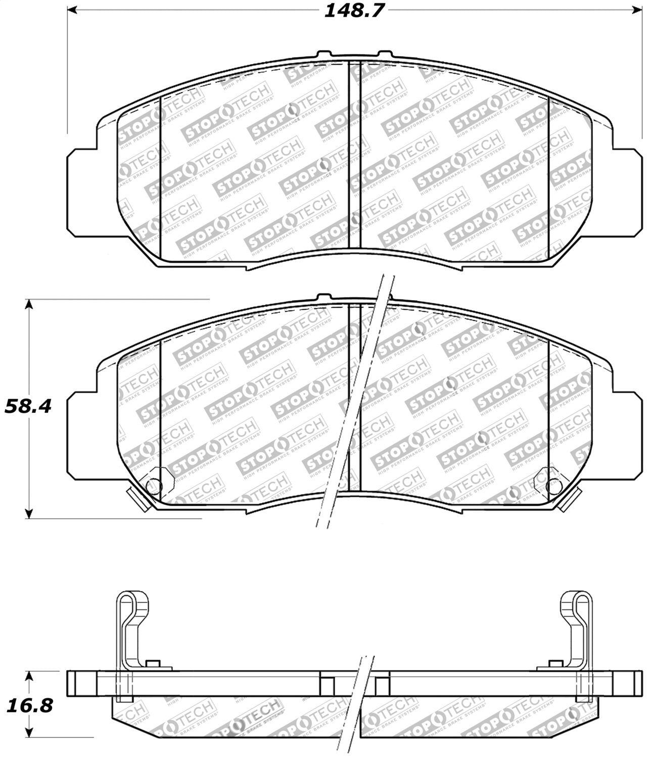 Front StopTech 308.09590 Brake Pads with Shims and Hardware Street