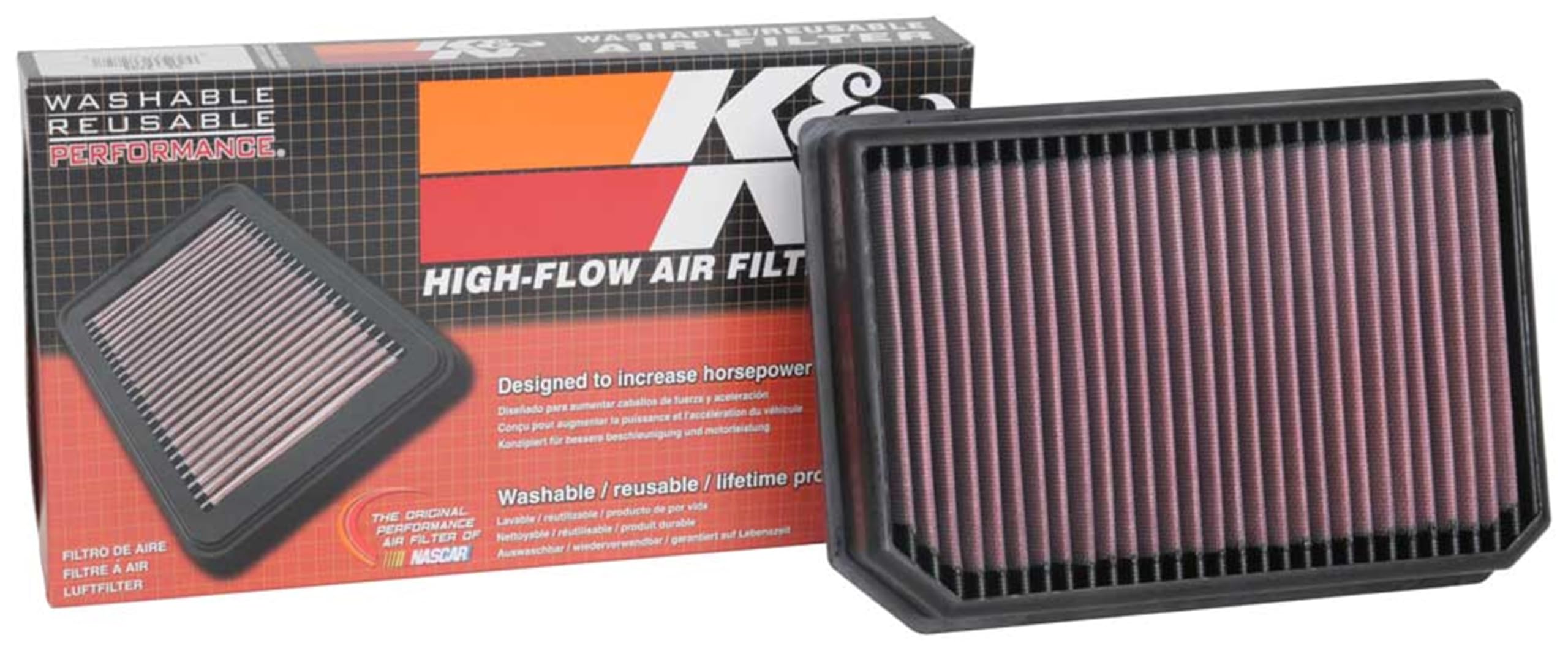 K&N Original High-Flow Lifetime Engine Air Filter: Increase Power: Premium, Washable: Compatible with 2018-2025 Merecedes Benz: (See Product Description for Select Models), 33-3133