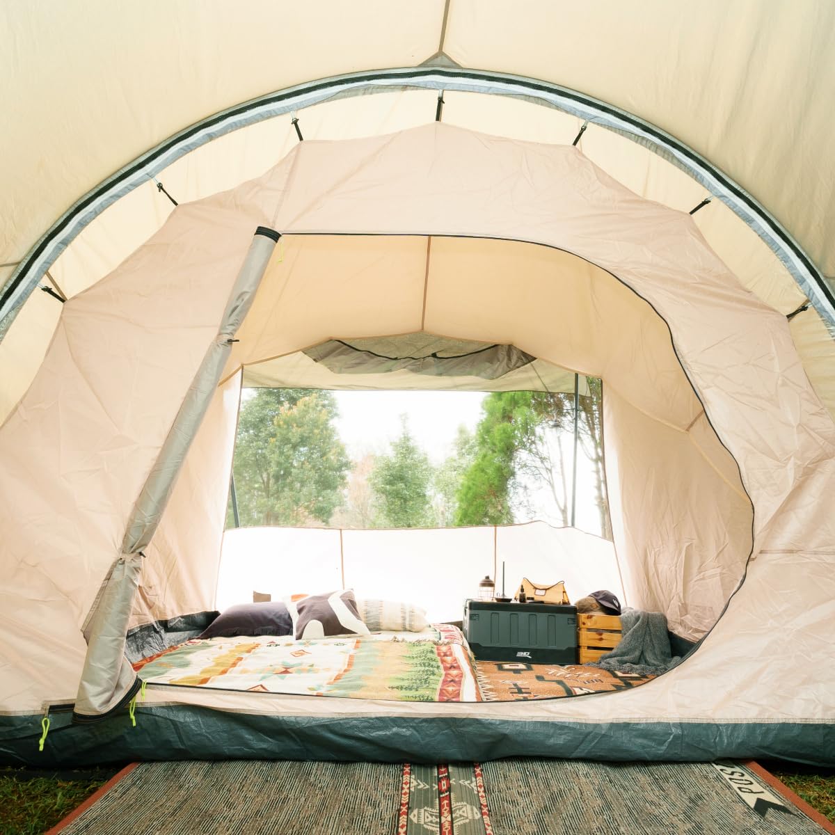 3D Modular Inner Tent Extension for Car Side Awning (TAN), Waterproof UPF50+, Wind Resistant Sleeping Shelter with Aluminum Frame, Expands into a Sleeping Area for Outdoor Camping and Travel