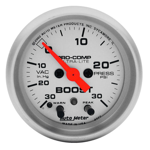 Auto Meter Ultra-Lite 4376 Electric Boost/Vacuum Gauge,2.3125 in.