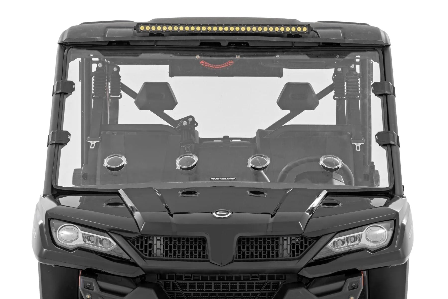 Full Vented Windshield Rough Country for CF Moto UForce 1000, 1000XL (2021-2025) - Scratch Resistant 1/4" Polycarbonate, 250x Stronger than Glass