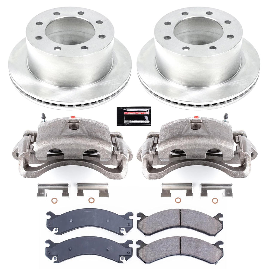 Power Stop KCOE5337 Rear Brake Kit-Drilled/Slotted Rotors, Ceramic Brake Pads & Calipers Stock Replacement