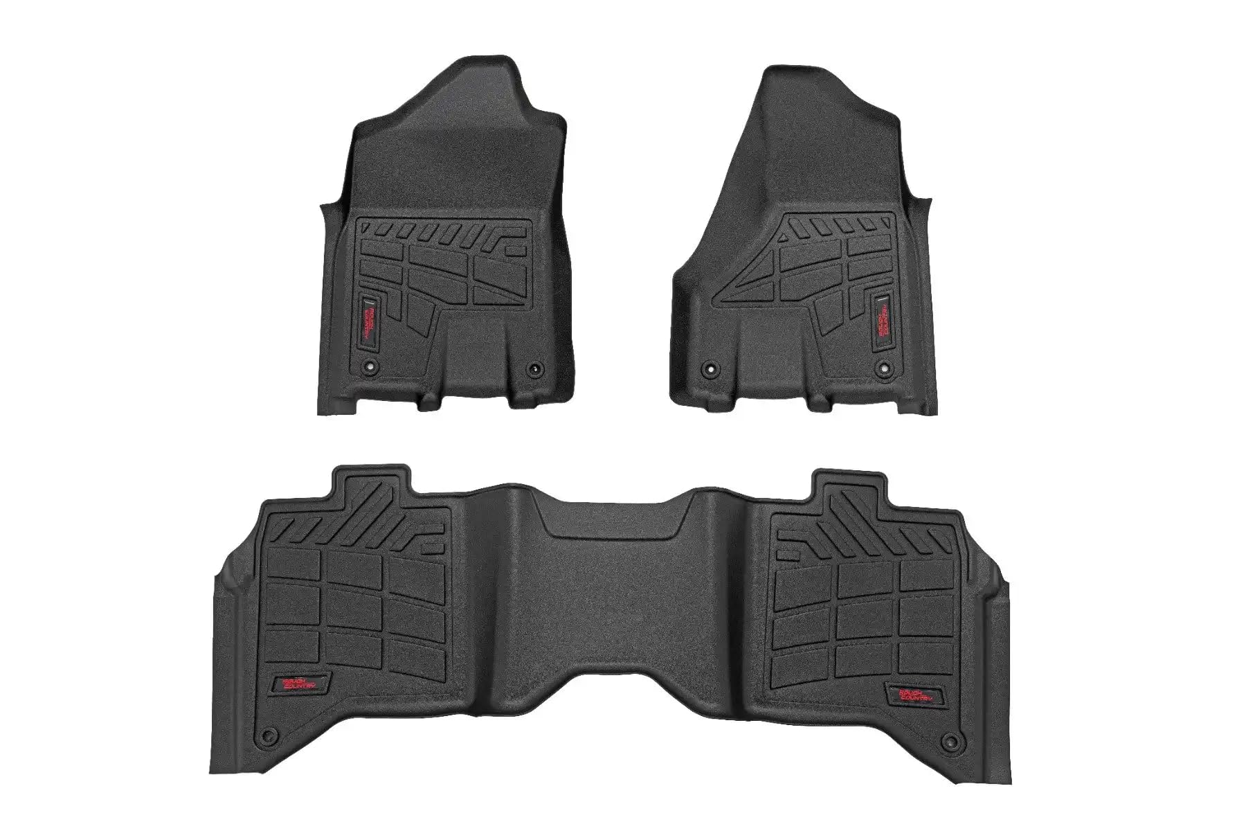 Rough Country Floor Mats Sure-Fit for Ram 2500/3500 (2019-2024) Crew Cab with Bucket Seats - Non-Slip, Waterproof Flexible Mat, Front & Rear Set