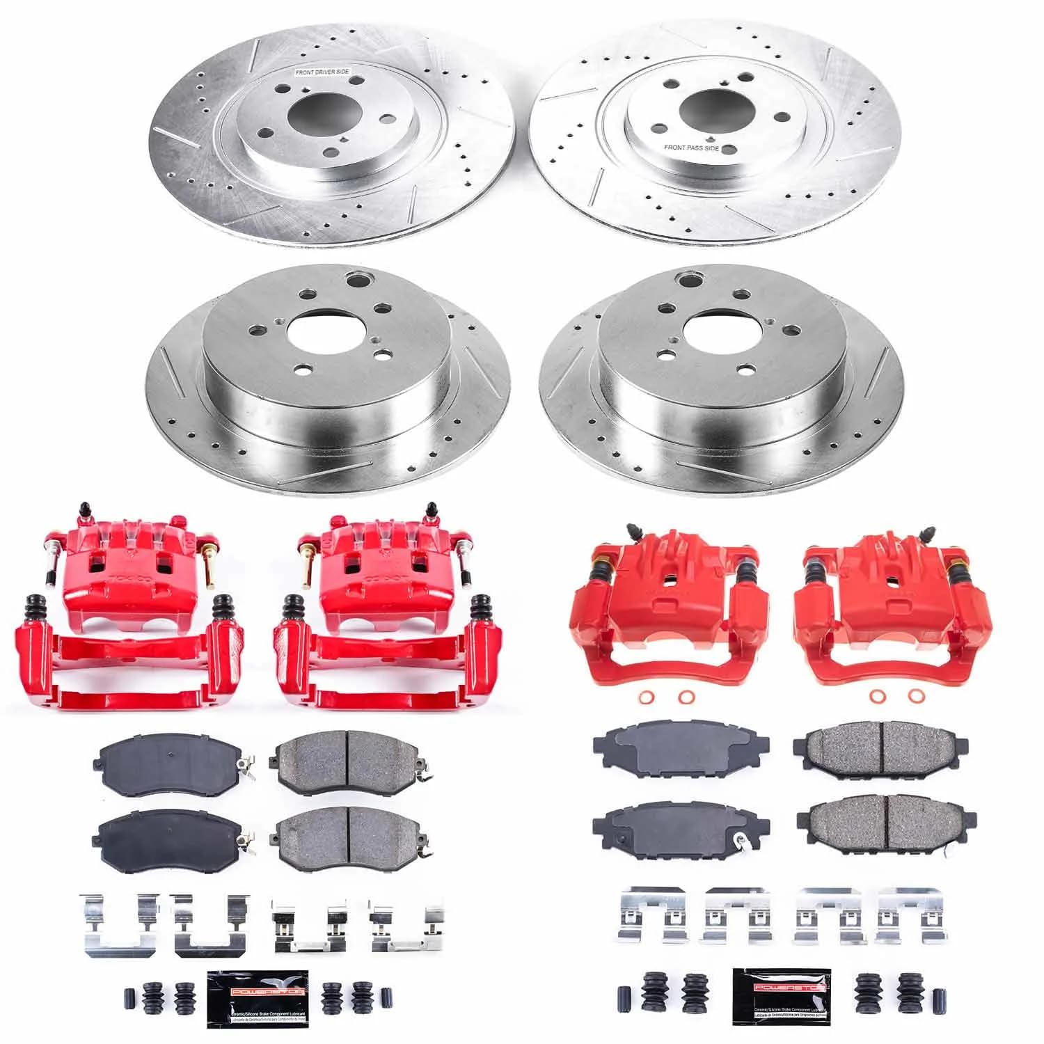 Power Stop Z23 KC6762, Front and Rear Brake Caliper Kit-Brake Rotors, Carbon Ceramic Brake Pads, Calipers For Subaru Crosstrek, Subaru Forester, Subaru XV Crosstrek [Model Specific]