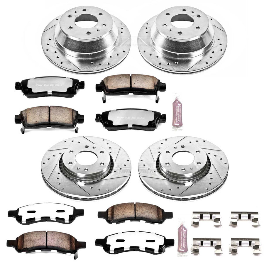 Power Stop K2060-36 Z36 Truck & Tow Front and Rear Brake Kit, Carbon Fiber Ceramic Brake Pads and Drilled/Slotted Brake Rotors For Rainier, Trailblazer, Envoy, Envoy, Saab 9-7x [Model Specific]