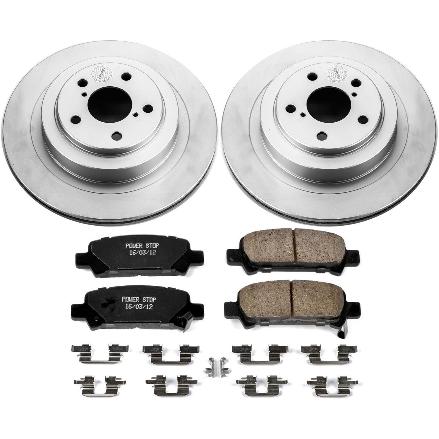 Power Stop Coated Brake Rotor and CRK219 Ceramic Brake Pads- Rear For Subaru Legacy 2005-2009 [Model Specific]