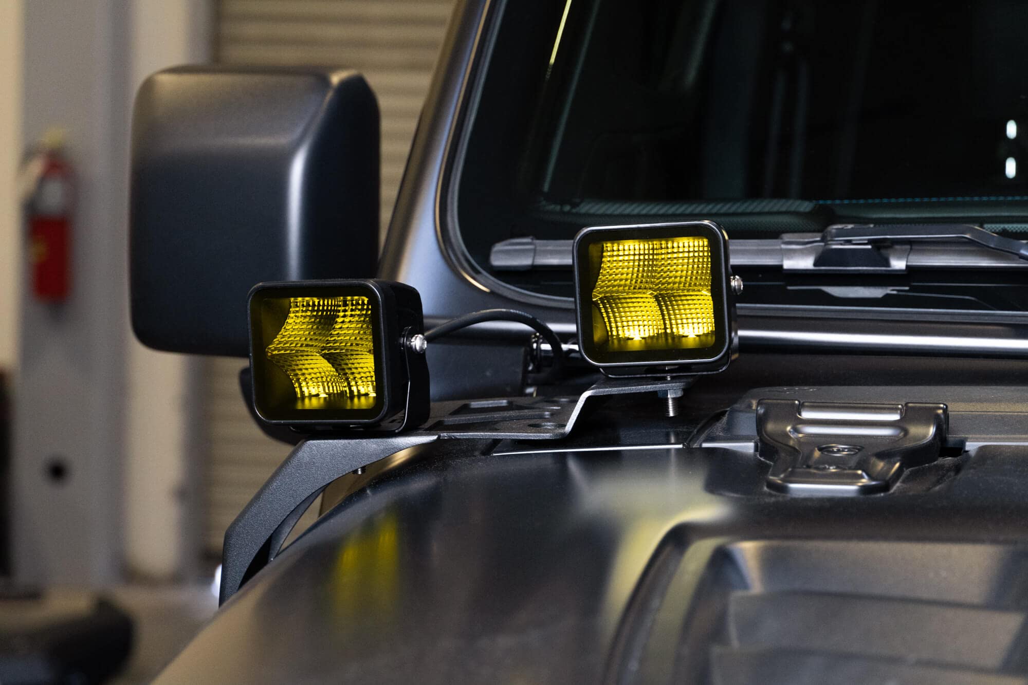 3-Inch DV8 Offroad Elite Series LED Amber Off-Road Light Pod | Flood Light Pattern | Size: 3” x 3” x 2.75” | Bezel-Less Housing with Heat Fins