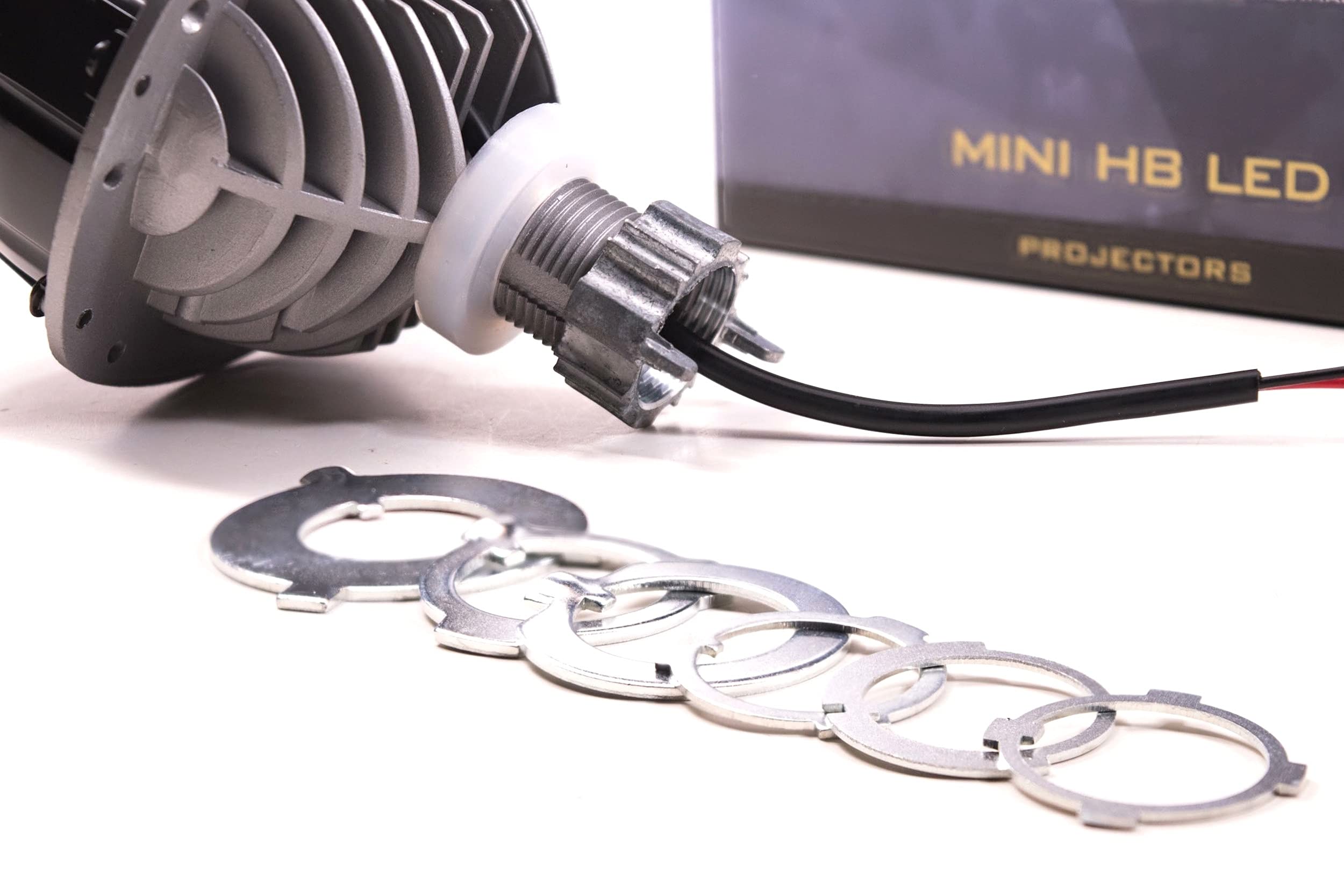 Mini Morimoto High Beam LED Projector, Universal Projector Lens for Custom Automotive RetroFits, Ultra Bright Upgrade with Focused Beam Pattern (1x PR340)
