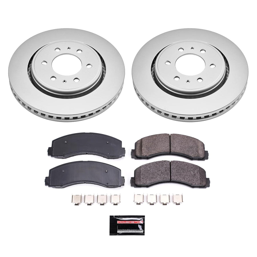 Power Stop CRK3167 Brake Kit Front Coated Brake Rotors and Ceramic Brake Pads For 2010-2021 Lincoln Navigator Ford Expedition | 2010 2011 2012 2013 2014-2020 Ford F-150 6 Lug