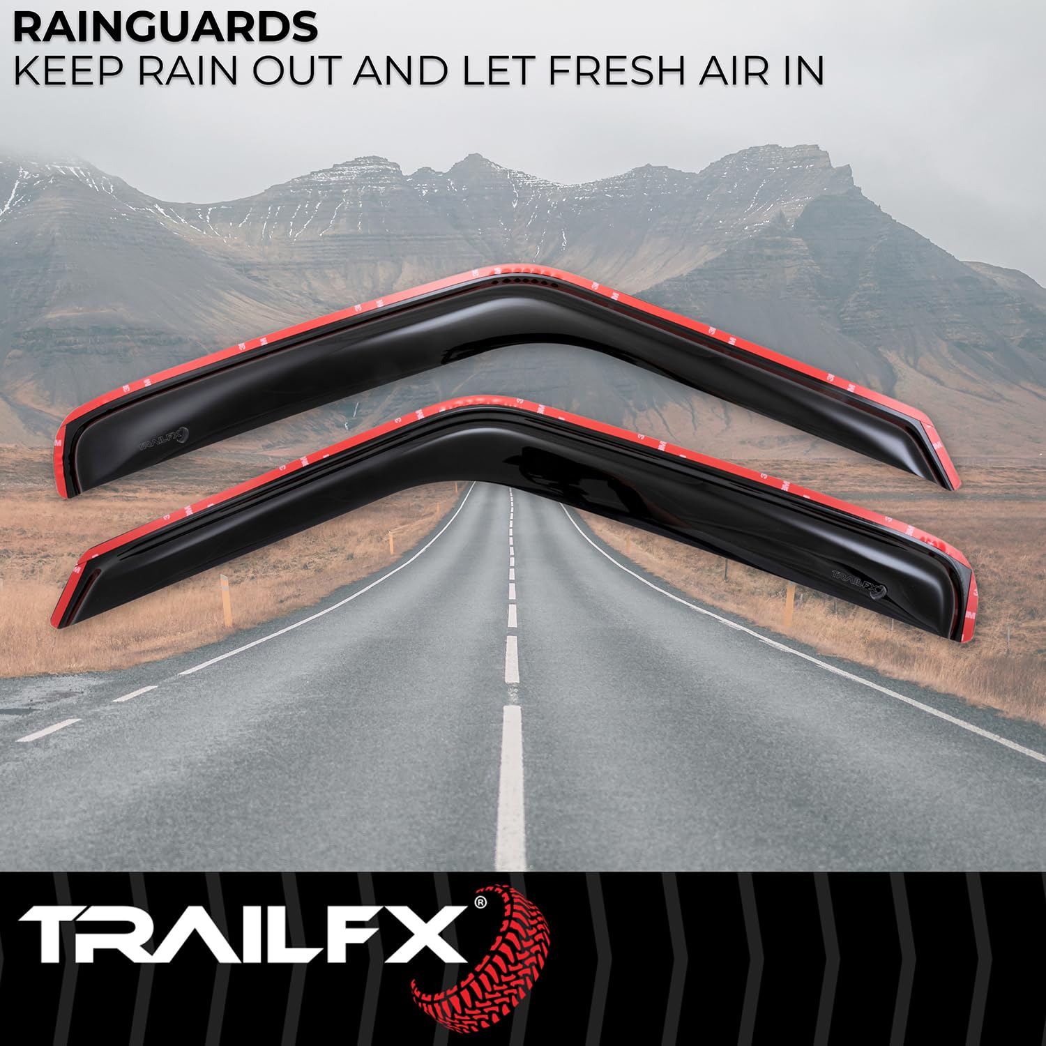 TrailFX Rainguards Window Vents Fits Ford E-150 2007-2014 Low Profile Acrylic Snap-in Installation 2-Piece Smoke in-Channel TrailFX 2141IC