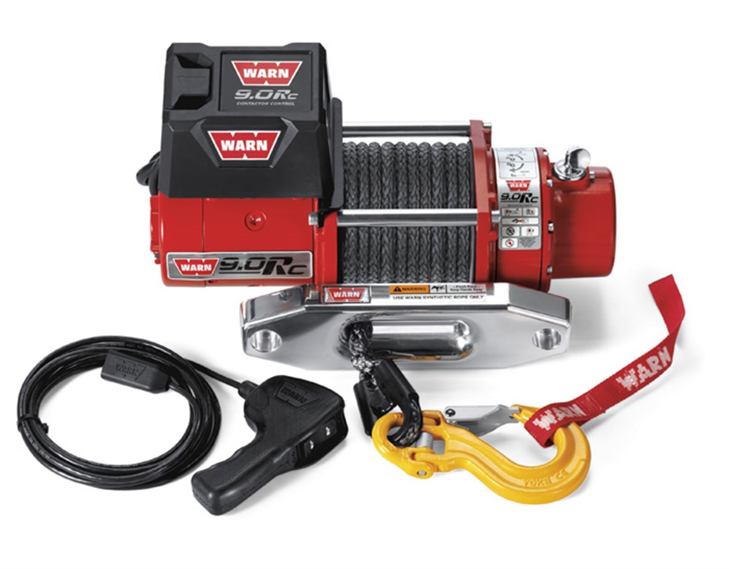 9.0Rc Series WARN Rock Crawler Electric 12V Winch with Synthetic Cable Rope: 3/8" Diameter x 50' Length, 4.5 Ton (9,000 lb) Pulling Capacity