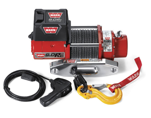 9.0Rc Series WARN Rock Crawler Electric 12V Winch with Synthetic Cable Rope: 3/8" Diameter x 50' Length, 4.5 Ton (9,000 lb) Pulling Capacity