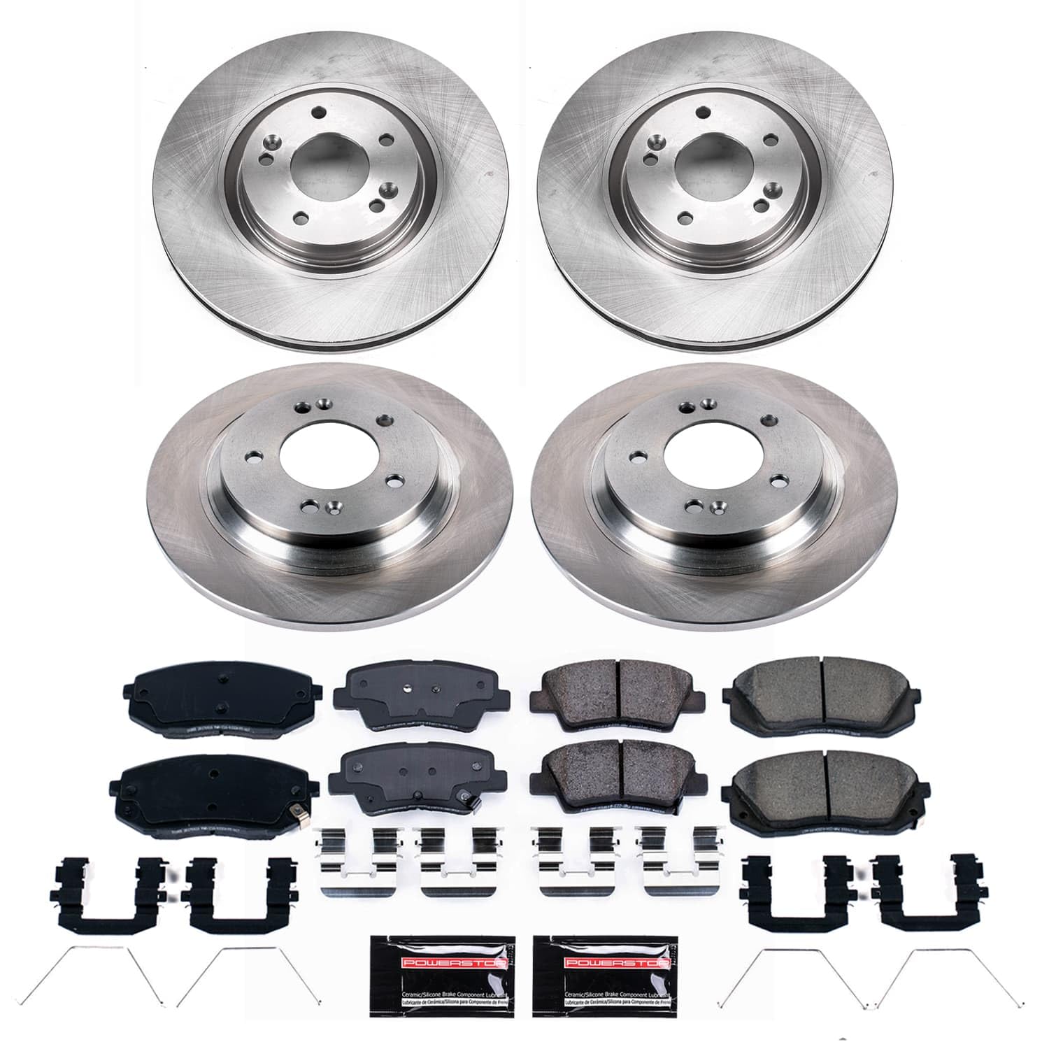 Power Stop Front and Rear KOE9167 Brake Pads and Rotors Stock Replacement Brake Kit Autospecialty For Kia Optima 2020 [Application Specific]