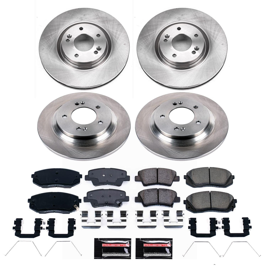Power Stop Front and Rear KOE9167 Brake Pads and Rotors Stock Replacement Brake Kit Autospecialty For Kia Optima 2020 [Application Specific]