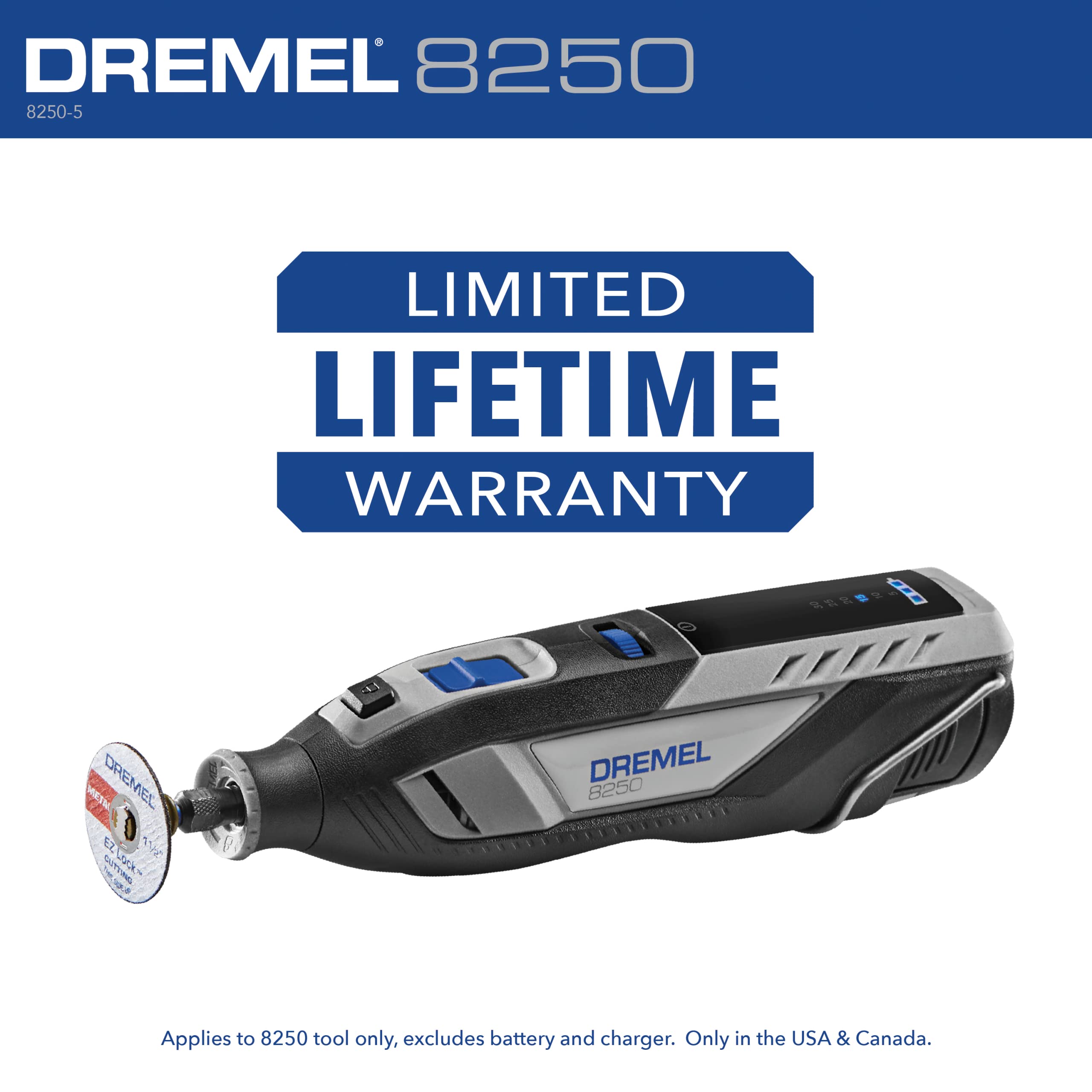 Dremel 12V Lithium-Ion Variable Speed Cordless Rotary Tool 8250-5 with Brushless Motor - 5 Rotary Tool Accessories, 3Ah Battery, Charger, and Tool Bag