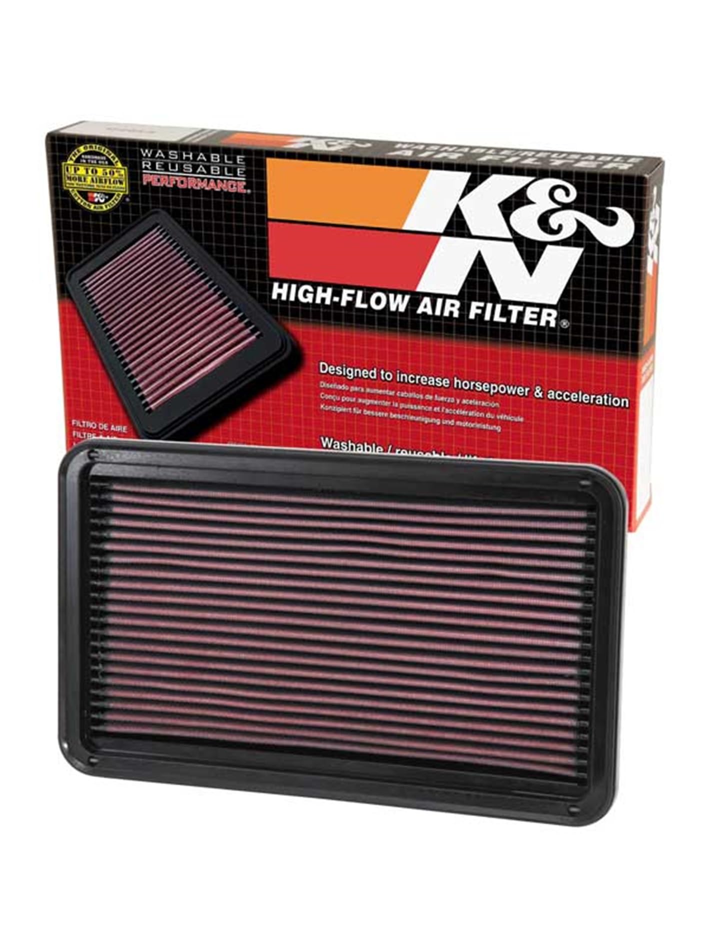 High-Flow K&N Original Lifetime Engine Air Filter: Increase Power: Premium, Washable: Compatible with 1996-2003 Lexus/Toyota: 300, ES300, RX300, Avalon, Camry, Sienna, Solara, 33-2145-1