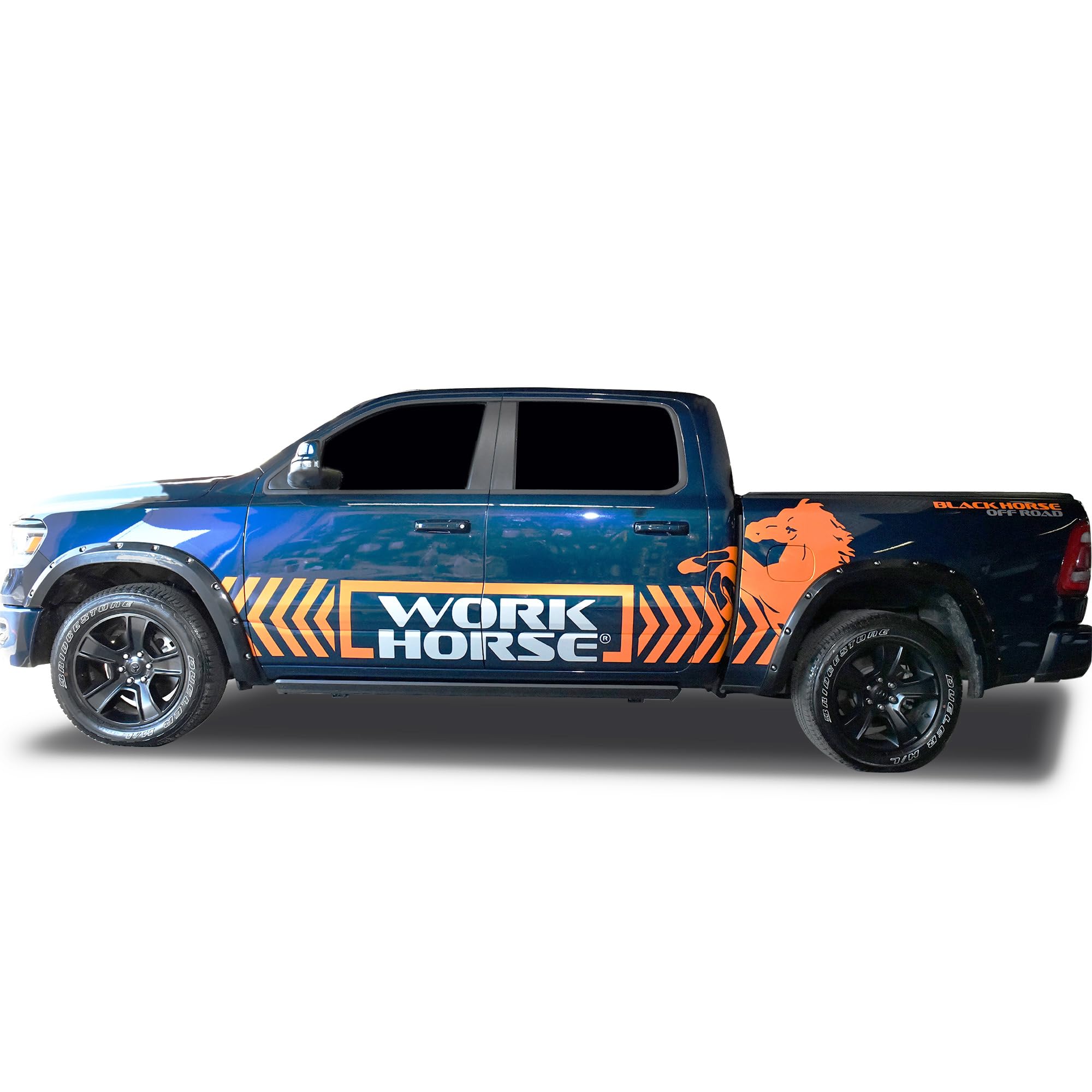 Fender Flares Black Horse Riveted Style Compatible with 2019-2022 Dodge Ram