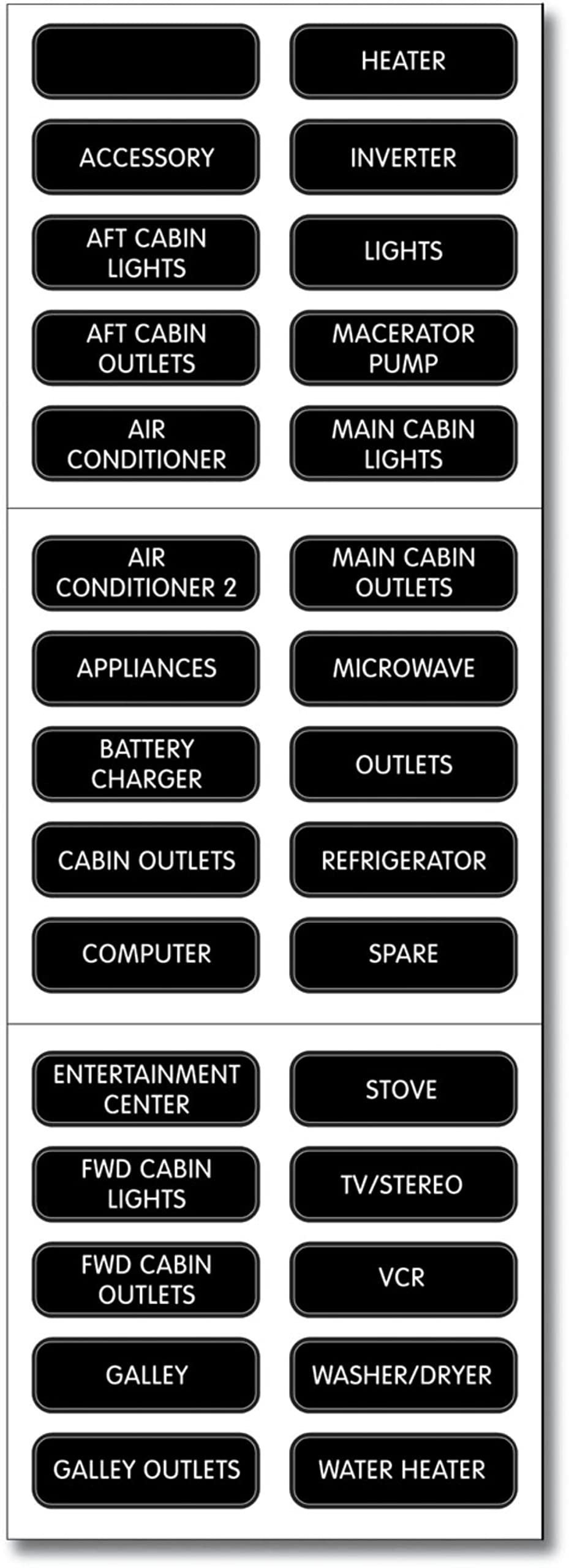 AC Panel Blue Sea 8031 Basic 30 Label Set