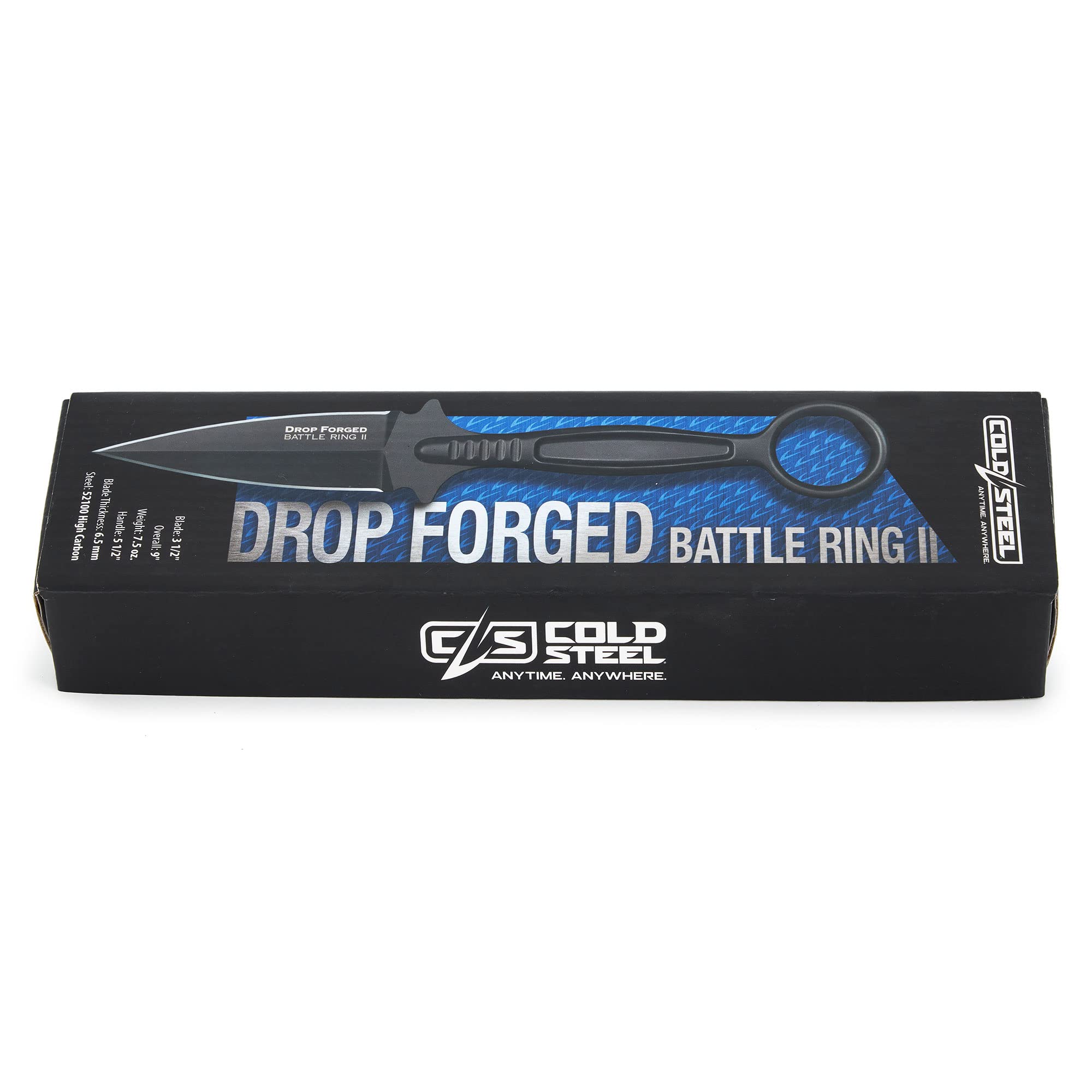 Drop Forged Cold Steel Battle Ring 2 3.5" 52100 High-Carbon Steel Fixed Blade EDC Tactical Hunting Utility Knife w/ 5.5" Ergonomic Handle, Internal Guard, Resistant Secure-Ex Sheath