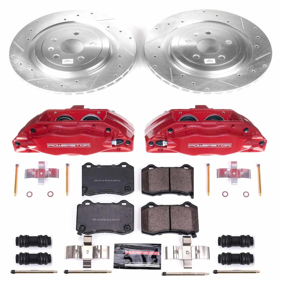 Power Stop Z23 Evolution KC3019 Rear Caliper Kit-Rotors, Carbon-Fiber Ceramic Brake Pads, Calipers For Chevrolet Camaro 2010-2015 [Model Specific]