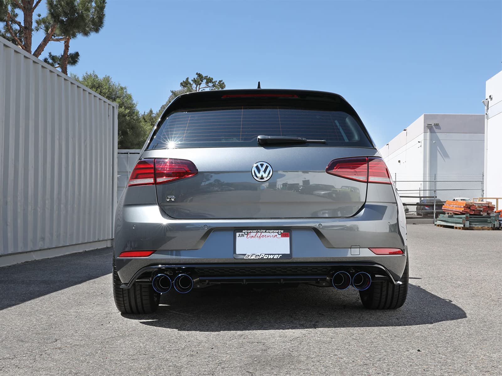 MACH Force-Xp aFe Power 49-36430-L 3 IN to 2-1/2 IN Stainless Steel Cat-Back Exhaust System, Blue Flame Tip, fits Volkswagen Golf R 15-19 L4-2.0L (t)