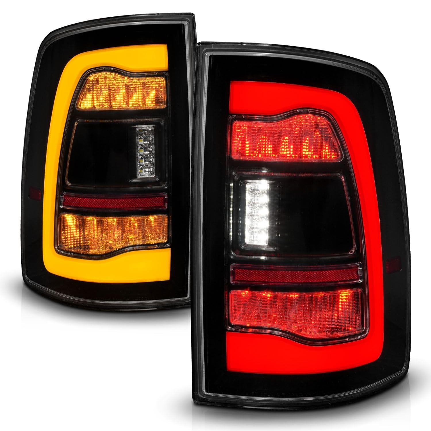 09-18 Dodge Ram 1500 ANZO Sequential LED Taillights Smoke Black w/Switchback Amber Signal