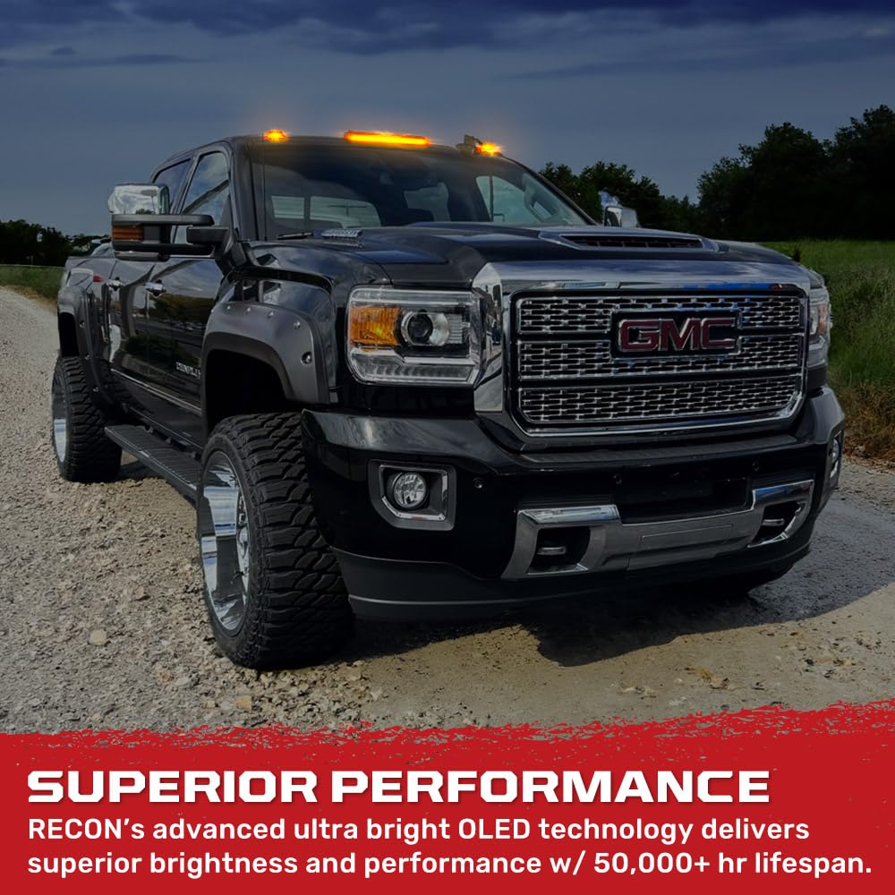 Cab Roof Light Kit Recon Truck Accessories 264157BKS Fits Chevrolet Silverado 2500 HD