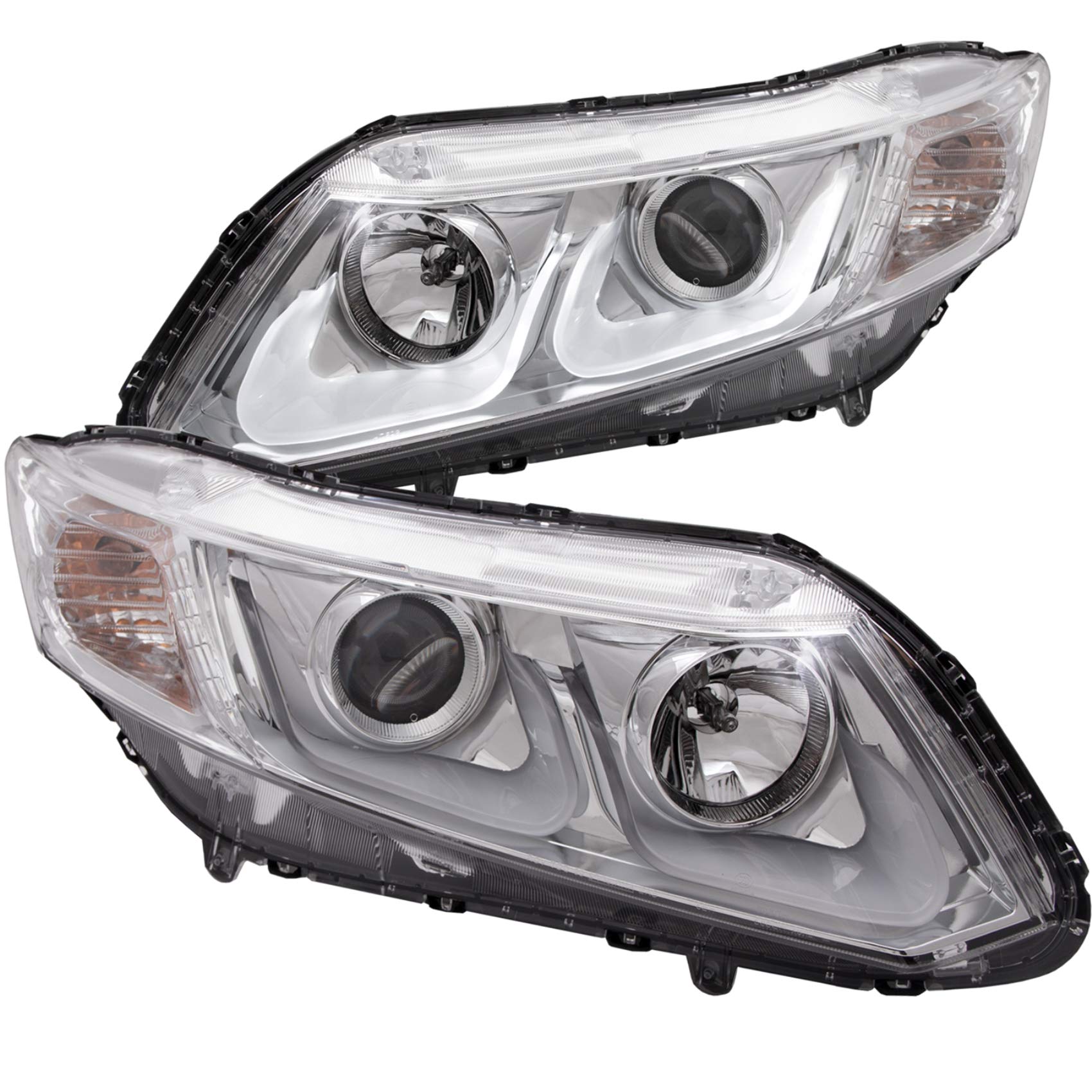 Chrome/Clear/Amber AnzoUSA Bar Style Projector Headlight for Honda Civic