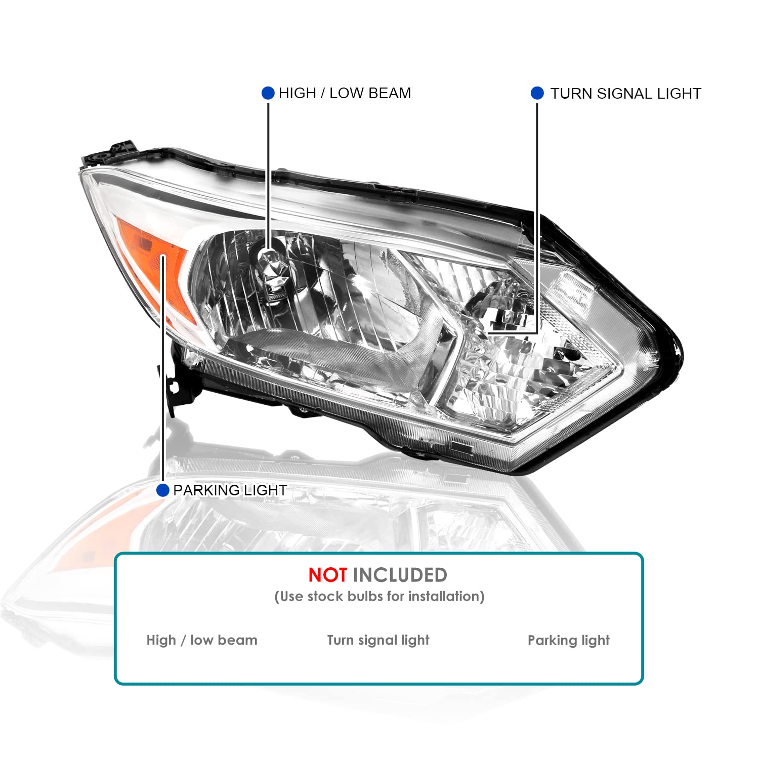 Clear SPEC-D TUNING Headlights w/Amber Reflectors Compatible with 2016-2018 Honda HRV HR-V L+R Pair Head Light Lamp Assembly