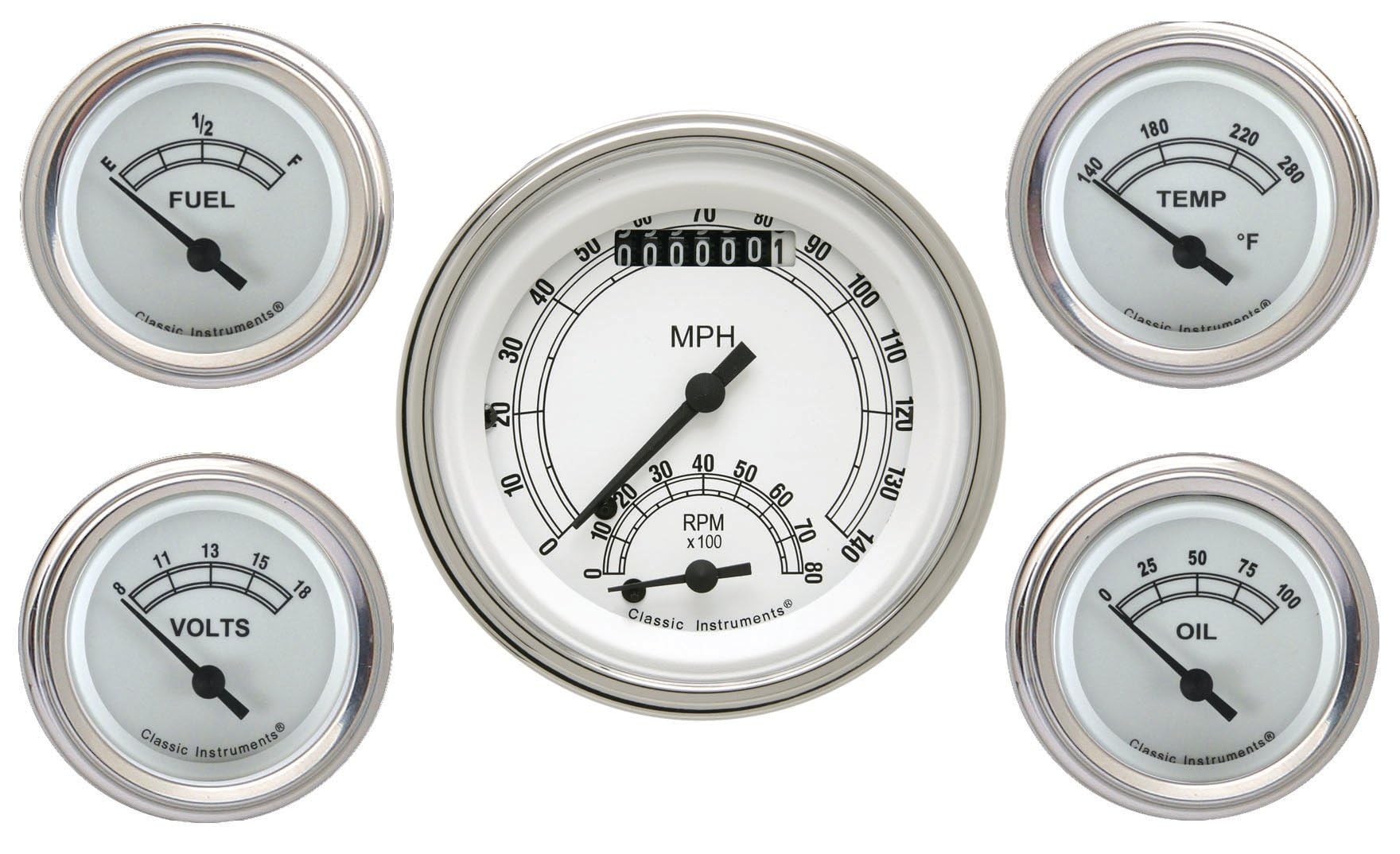 Classic Instruments 5 Gauge Set CW35SLF Classic White