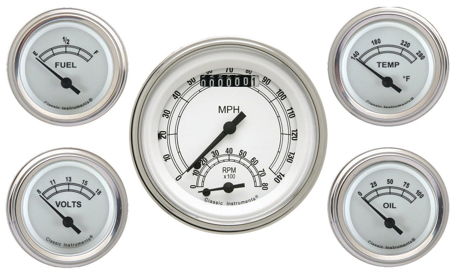 Classic Instruments 5 Gauge Set CW35SLF Classic White