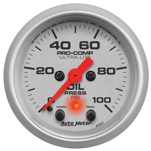 Auto Meter Ultra-Lite 4352 Electric Oil Pressure Gauge,2.3125 in.