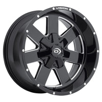 411 Vision Arc Gloss Black Milled Spoke 18X9