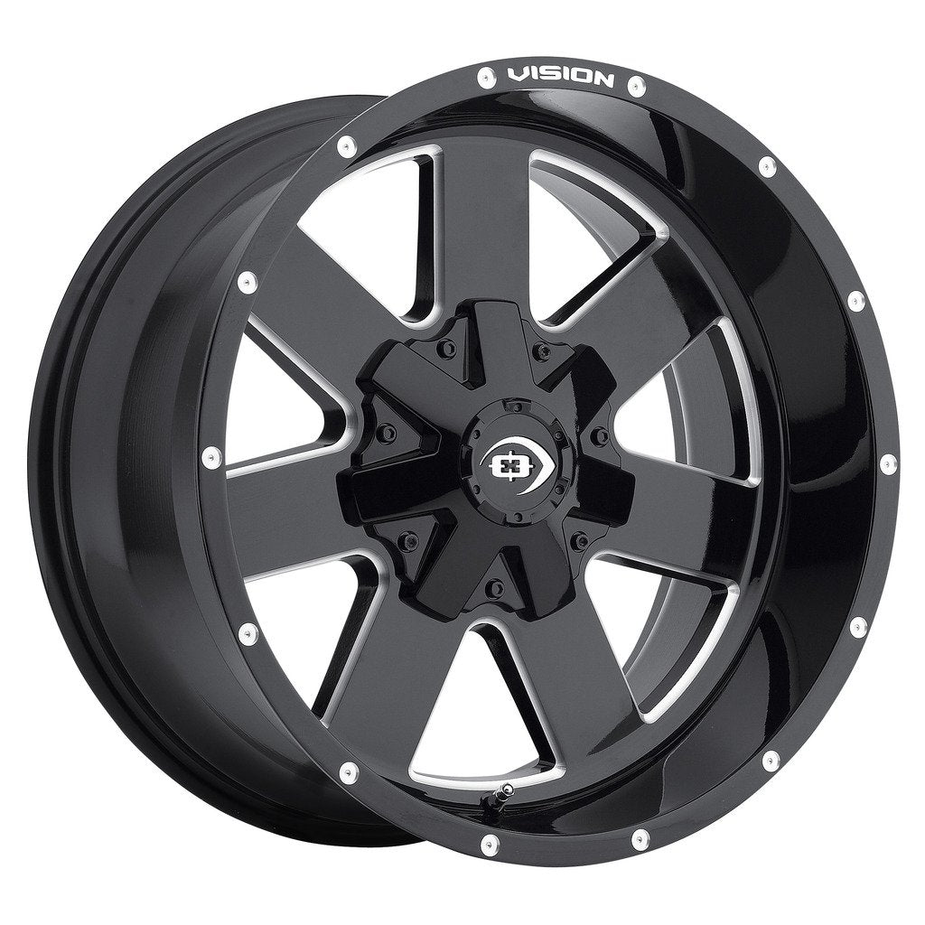 411 Vision Arc Gloss Black Milled Spoke 18X9