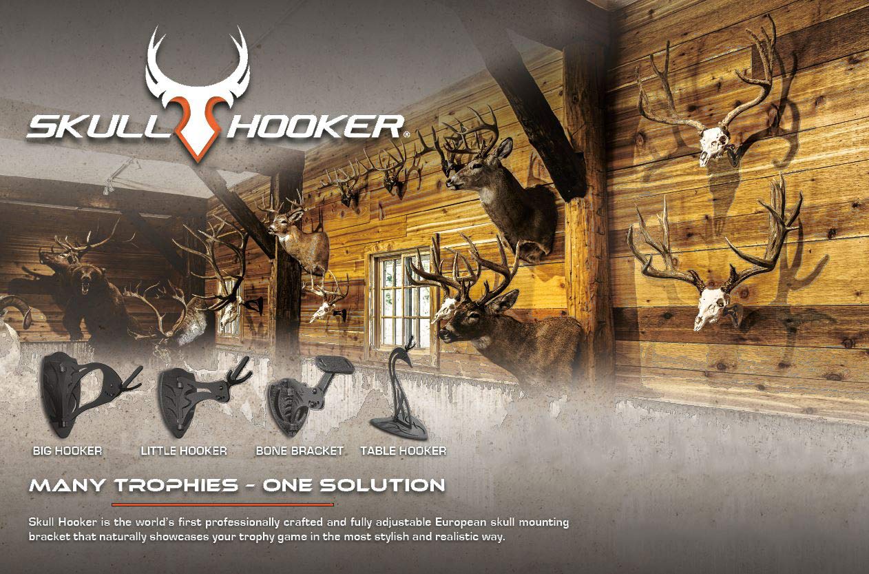 Skull Hooker Little Hooker Realtree Edition Trophy Mount - Perfect Kit for Hanging and Mounting Hogs, Aoudad, Alligator, Black Bear Skulls for Display, Graphite Black