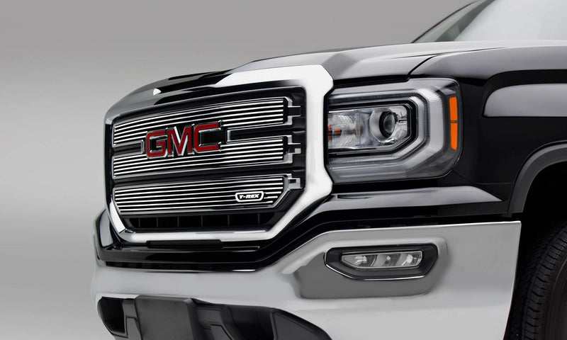 2016-2018 Sierra 1500 SLT T-Rex Grilles Billet Grille, Polished, 3 Pc, Overlay - PN #21215