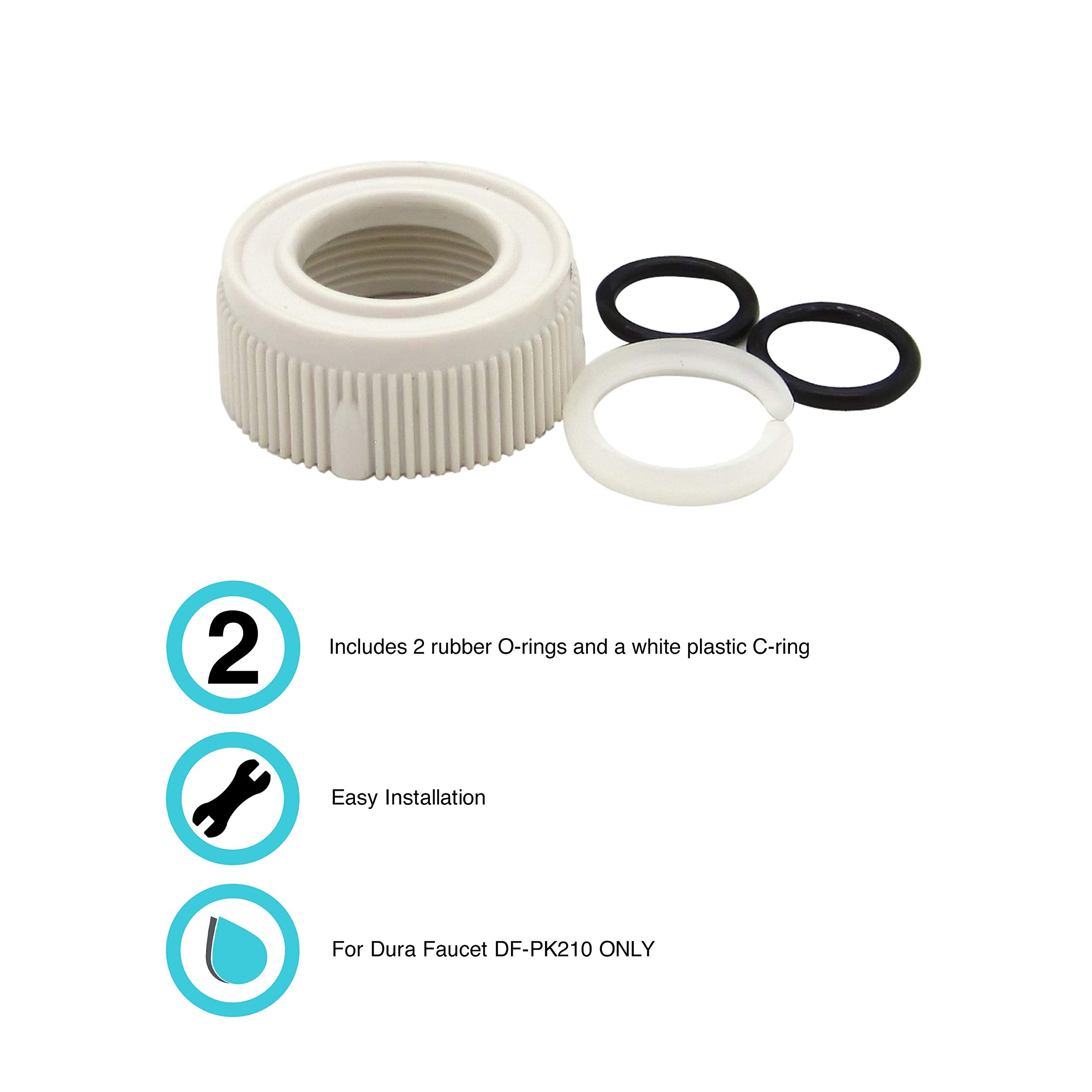 Dura Faucet RV Faucet DF-RK510-WT Spout Nut and Rings Replacement Kit (White)