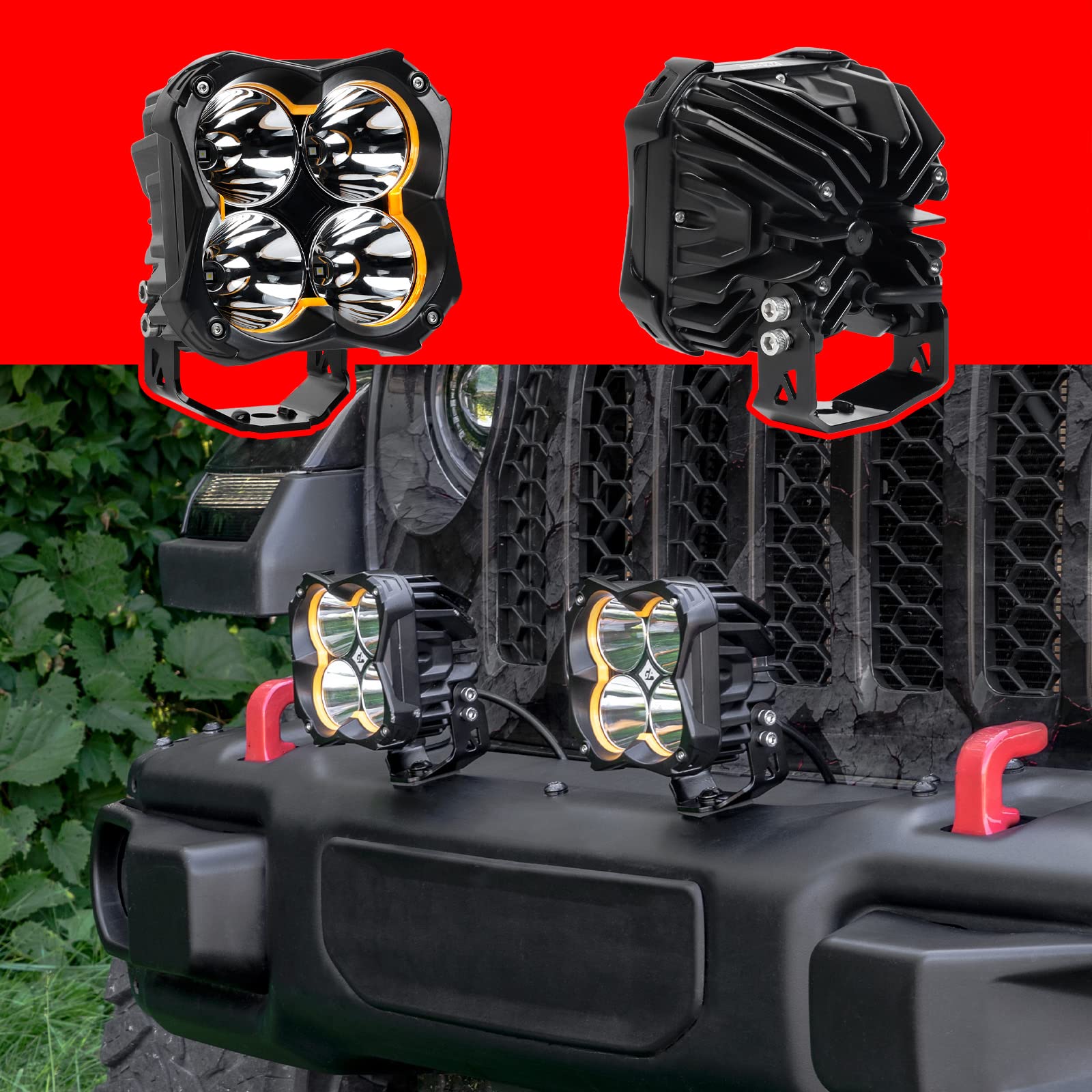 XKGLOW 2pc XK067005-KIT 5in Spot Beam Offroad Cube Light