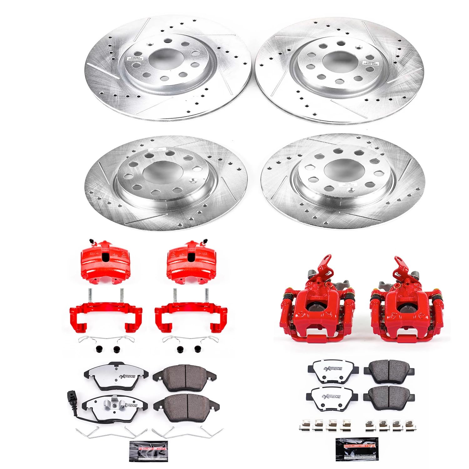 Power Stop Z26 KC5801-26 Front & Rear Street Warrior Brake Kit VW For Audi A3, Audi A3 Quattro, VW Beetle, VW Eos, VW GTI, VW Jetta [Model Specific]