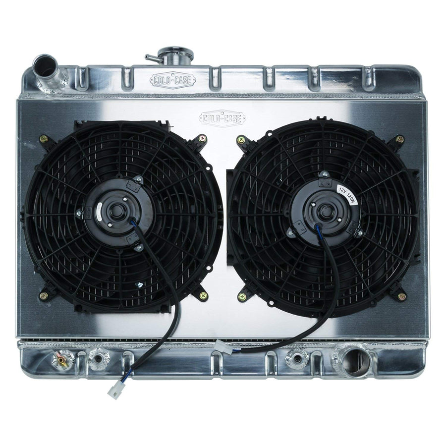 12 Inch Dual Fan Kit W/AC 66-67 GTO Aluminum Radiator And Cold Case Radiators AT