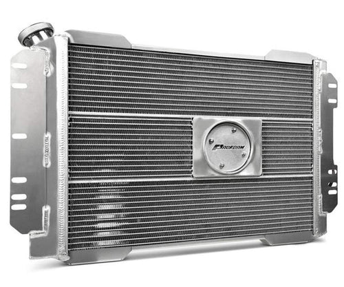 Slim-Fit Radiator, Direct Fit Series, 26-1/2 in W x 18-1/2 in H x 4 in D, Single Pass, Driver Side Inlet, Passenger Side Outlet, Natural, Automatic Transmission, Mopar A-Body/B-Body 1960-88h