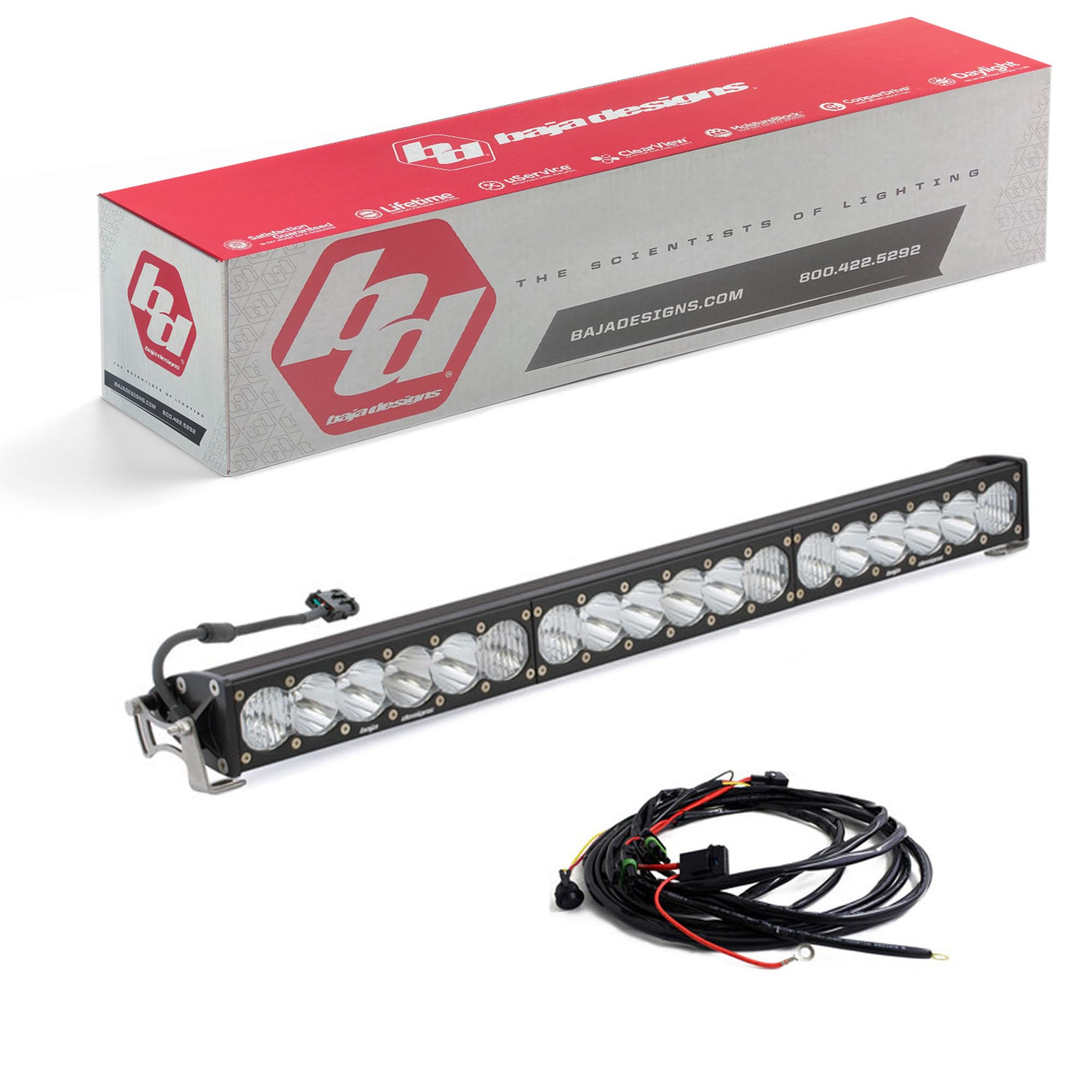 OnX6+ Baja Designs 30-inch Roof Mount LED Light Bar Kit for Polaris 2016-21 RZR Turbo/S; 2015-21 RZR 900; 2014-21 RZR XP 1000 (Driving/Combo, Clear)
