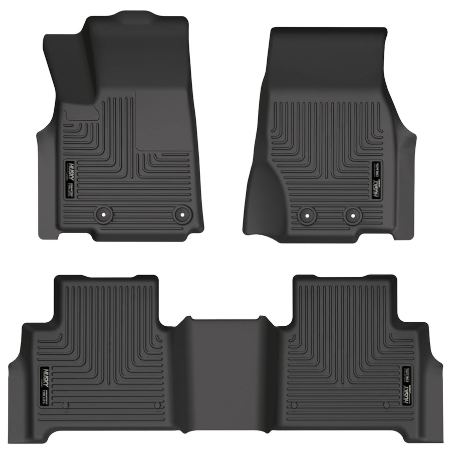 Weatherbeater Husky Liners Floor Mats | Fits 2022-2025 Jeep Grand Cherokee (Excludes 4XE) | Front & 2nd Row, 3-pc Black - 95411