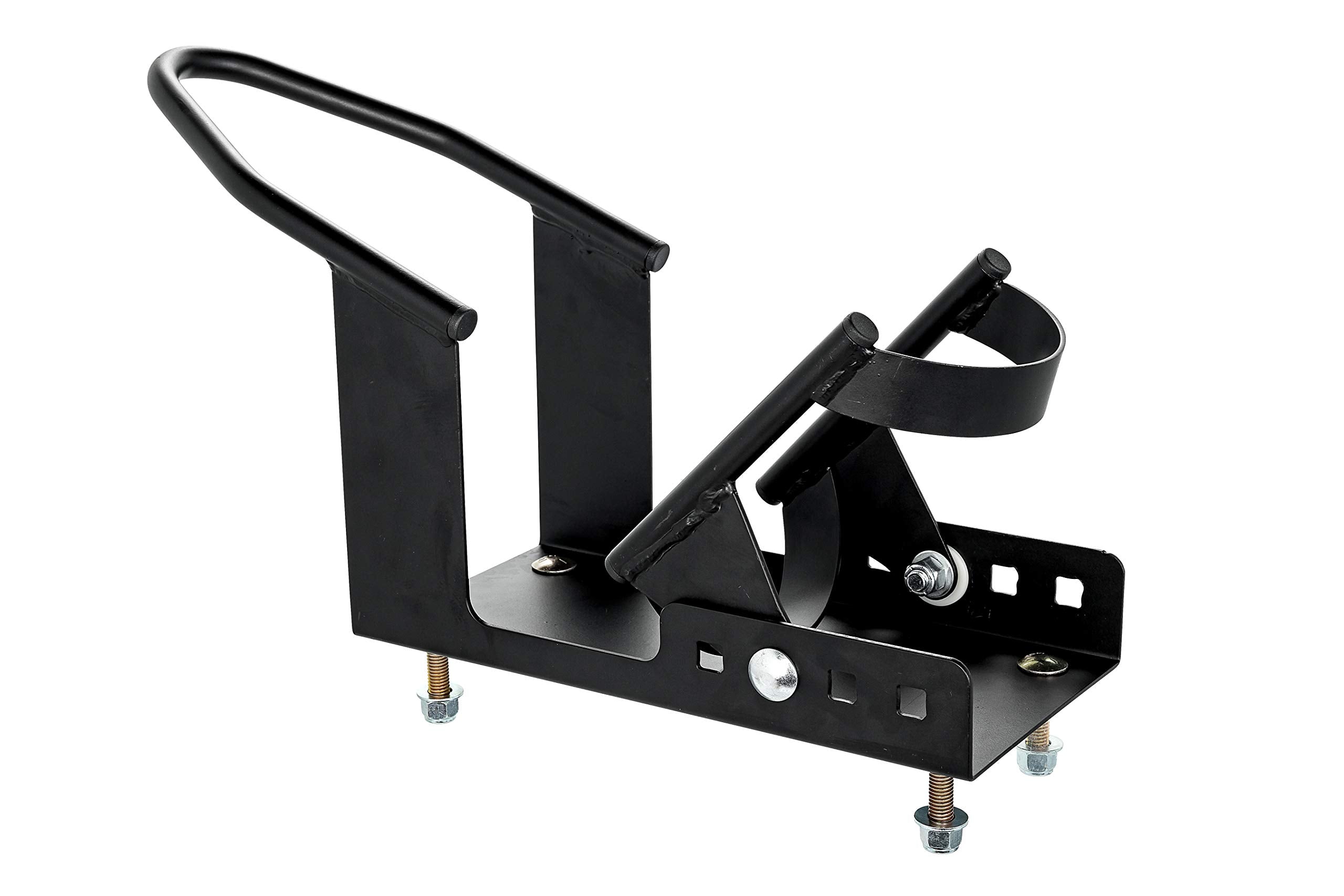 Motorcycle Wheel Chock Camco for Trailer - Includes Handlebar Straps & Mounting Hardware - Keep Your Motorcycle Upright During Transit - Mountable to Trailer or Truck Bed - Universal Tire Fit (66100)