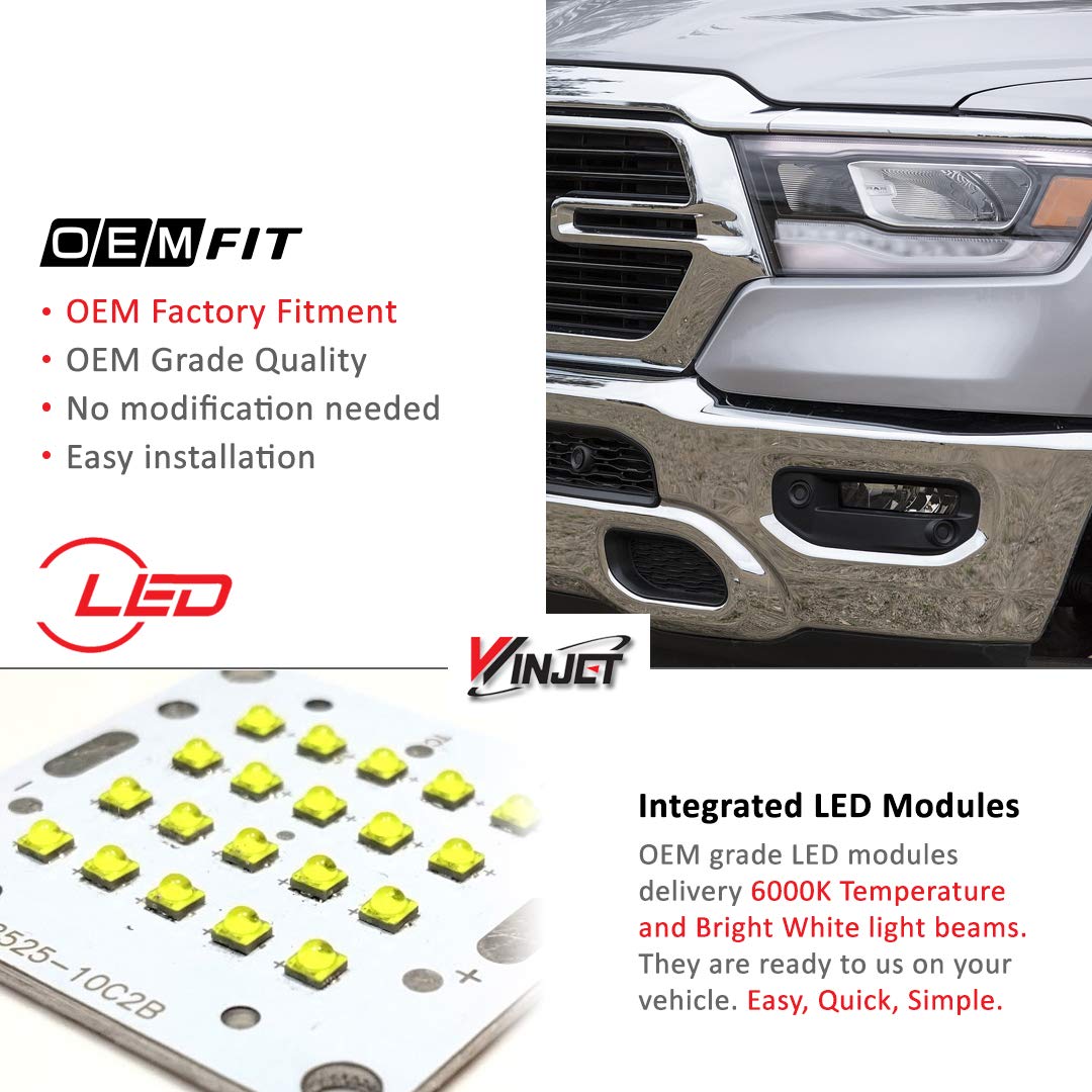 Winjet Driving LED Fog Lights Compatible with [2019 2020 2021 RAM 1500 2500 3500] Only
