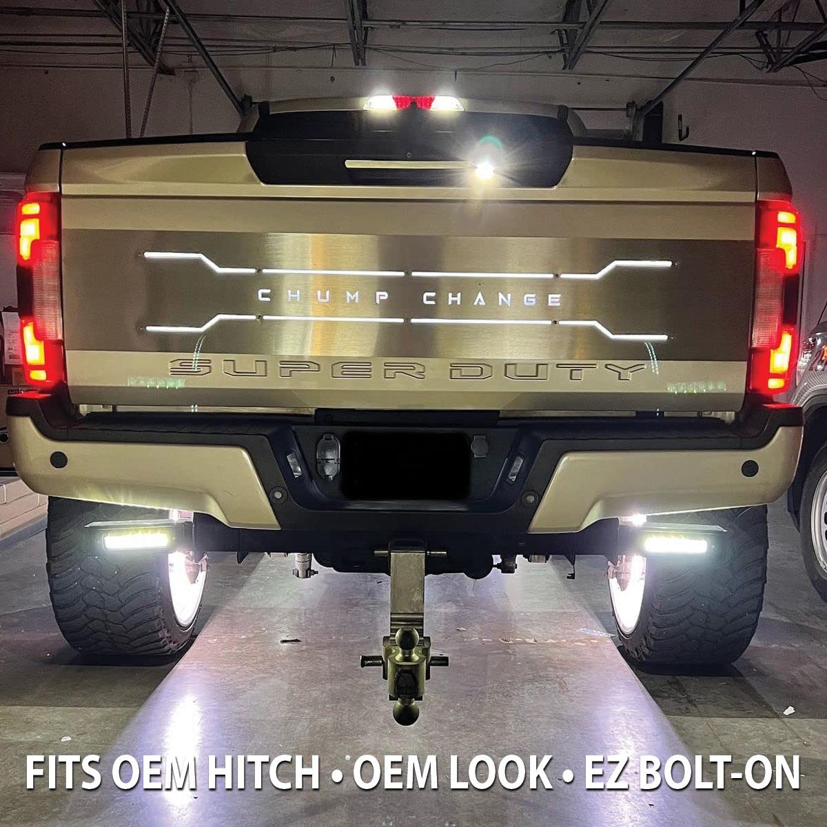 Race Sport Chrome Series 2017-2023 Compatible with Ford F250 F350 F450 Super Duty Bolt On Hitch Bar Reverse Light Kit FHDHB17UPSL