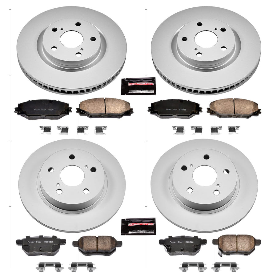 Power Stop CRK6076 Brake Rotor & Coated Ceramic Brake Pads- front & rear For Scion tC 2011-2016 [Model Specific]