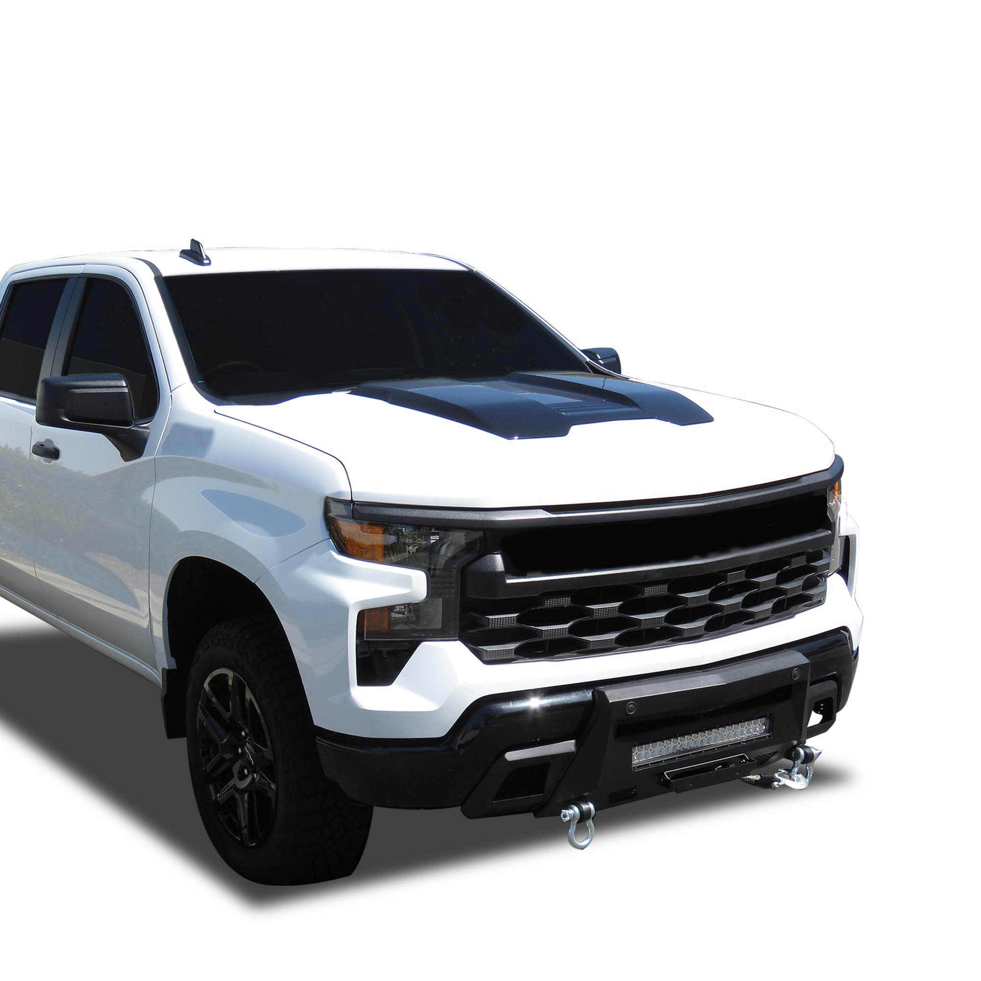 Heavy Duty Black Horse Armour III Front Winch Bumper Kit & Winch Textured Black Compatible with 2022-2024 Chevrolet Silverado 1500-AR3HD06-W12