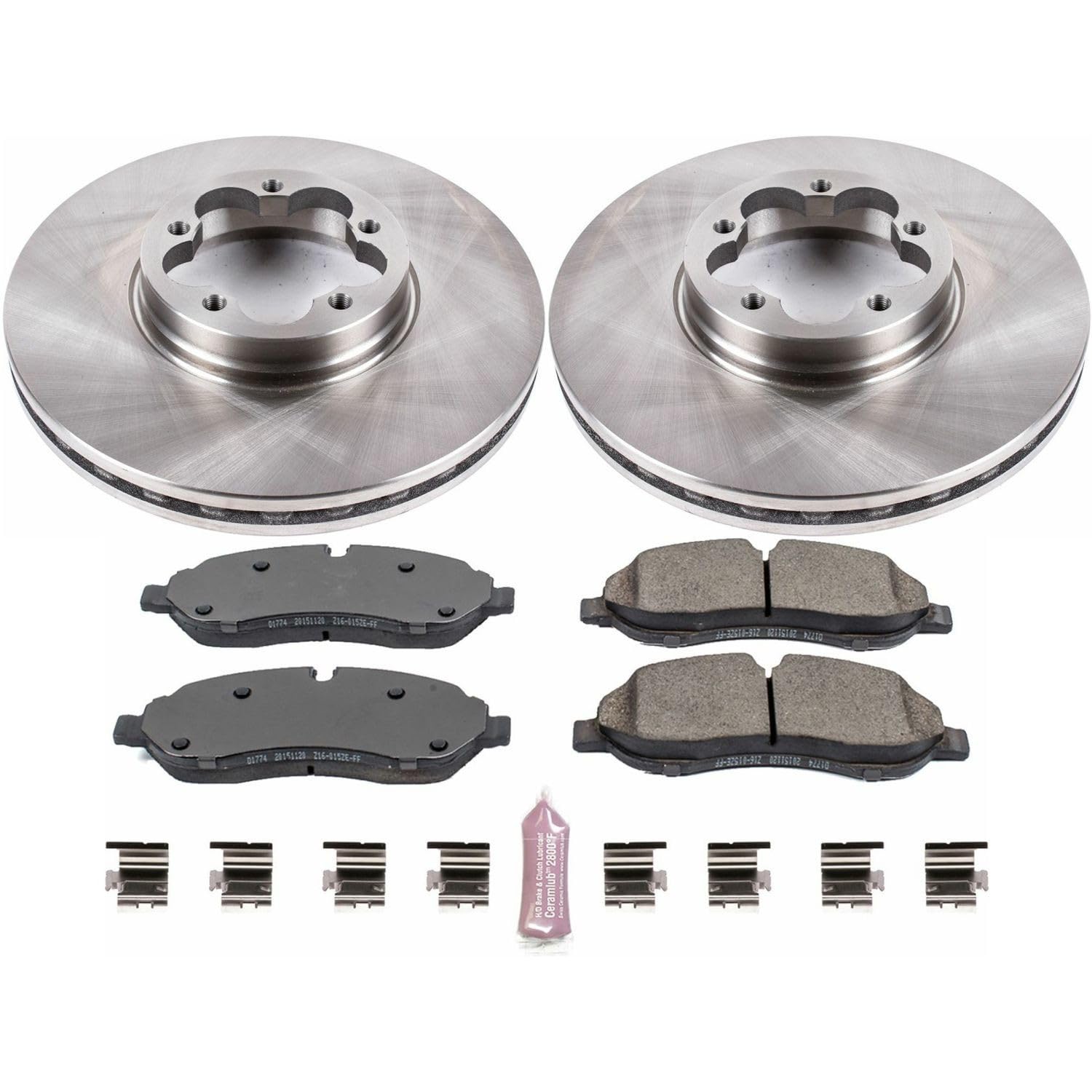 Power Stop Autospecialty KOE7148 Front Replacement Brake Kit-OE Brake Rotors & Ceramic Brake Pads For Ford Transit-350 HD 2015-2019 [Model Specific]