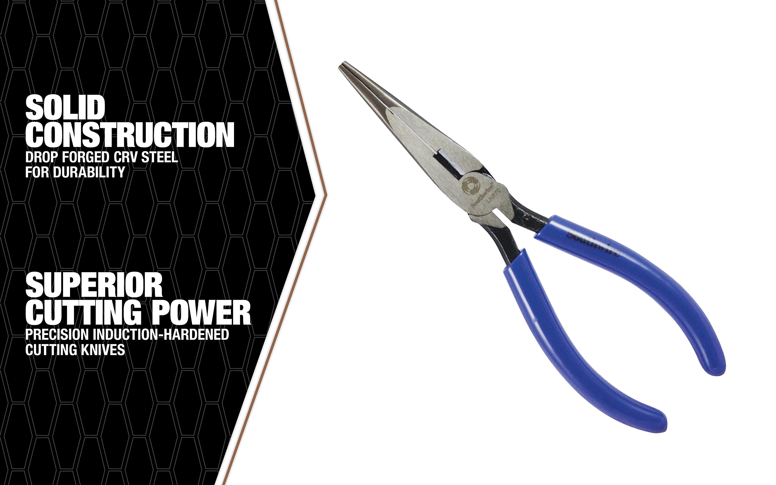 Long-Nose Southwire LNP7D Pliers with Side Cutter and Dipped Handles; 7-Inch